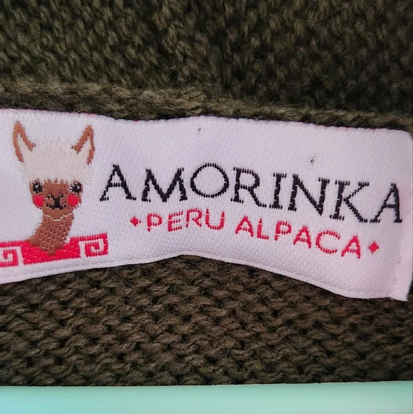 Amorinka Alpaca Wool Hooded Zip-Up Sweater - XL, Made in Peru - Picture 2 of 11